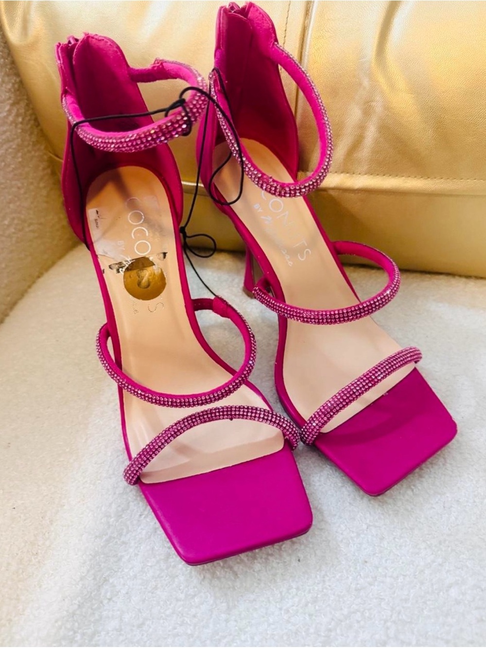 Coconuts by Matisse Hot Pink Crystal-Strap Heeled Sandals